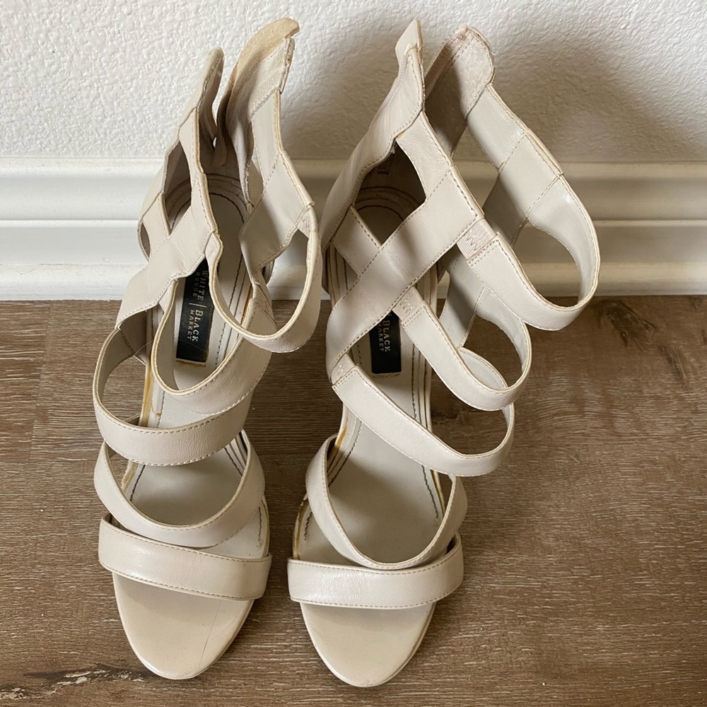 Strappy beige heels